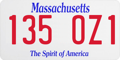 MA license plate 135OZ1