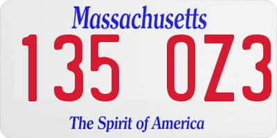 MA license plate 135OZ3