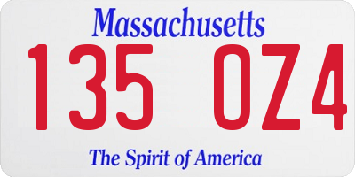 MA license plate 135OZ4
