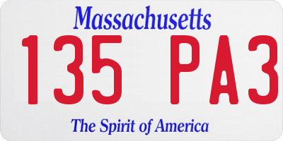 MA license plate 135PA3