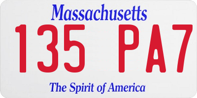 MA license plate 135PA7