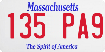 MA license plate 135PA9
