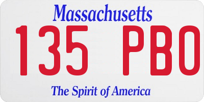 MA license plate 135PB0