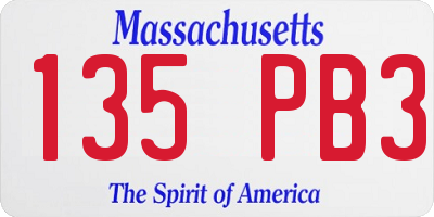MA license plate 135PB3