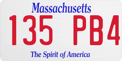 MA license plate 135PB4