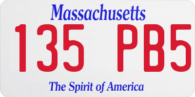 MA license plate 135PB5