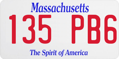 MA license plate 135PB6