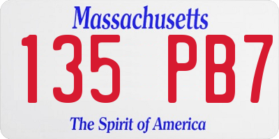 MA license plate 135PB7
