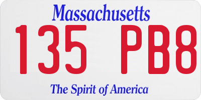 MA license plate 135PB8
