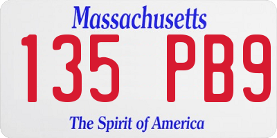 MA license plate 135PB9