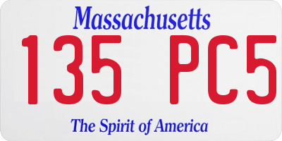 MA license plate 135PC5