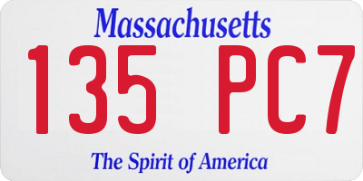 MA license plate 135PC7