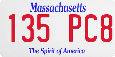MA license plate 135PC8