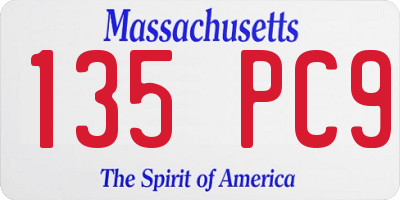 MA license plate 135PC9