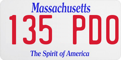 MA license plate 135PD0