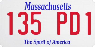 MA license plate 135PD1