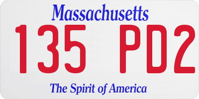 MA license plate 135PD2