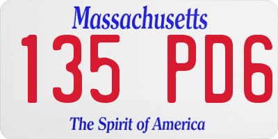 MA license plate 135PD6