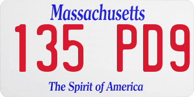 MA license plate 135PD9