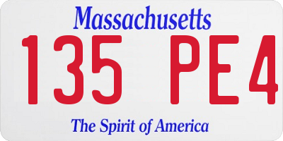 MA license plate 135PE4