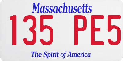 MA license plate 135PE5