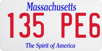MA license plate 135PE6