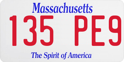 MA license plate 135PE9