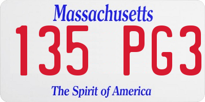 MA license plate 135PG3