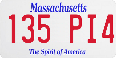 MA license plate 135PI4