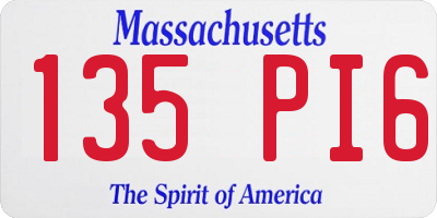 MA license plate 135PI6