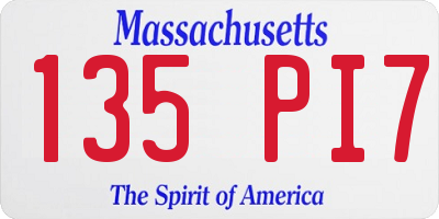 MA license plate 135PI7