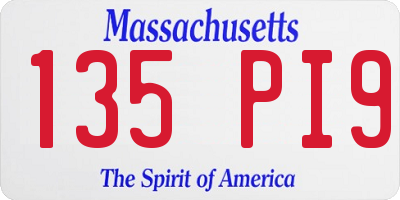 MA license plate 135PI9