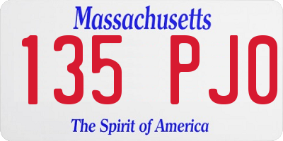 MA license plate 135PJ0