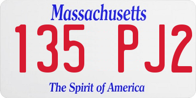 MA license plate 135PJ2