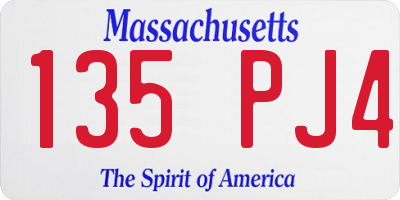 MA license plate 135PJ4