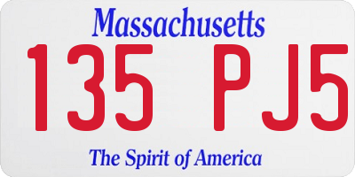 MA license plate 135PJ5