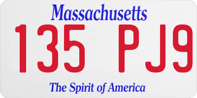 MA license plate 135PJ9