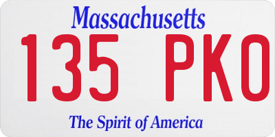 MA license plate 135PK0