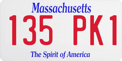 MA license plate 135PK1