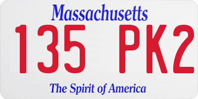 MA license plate 135PK2