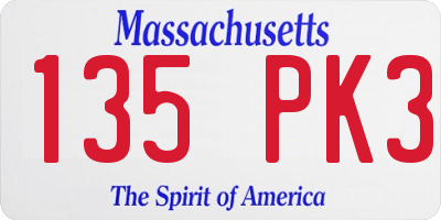 MA license plate 135PK3