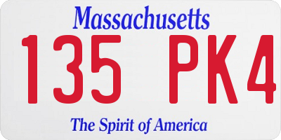MA license plate 135PK4