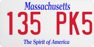 MA license plate 135PK5