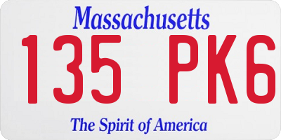 MA license plate 135PK6