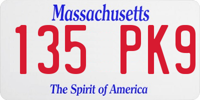 MA license plate 135PK9