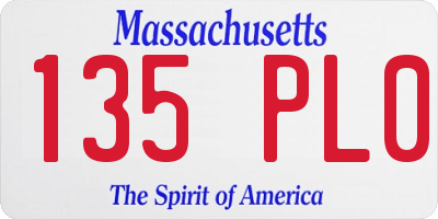 MA license plate 135PL0