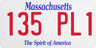 MA license plate 135PL1