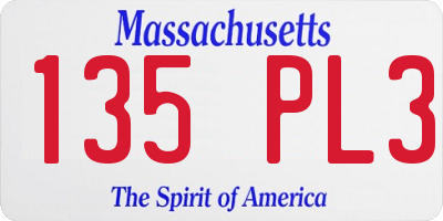 MA license plate 135PL3