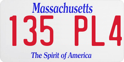 MA license plate 135PL4