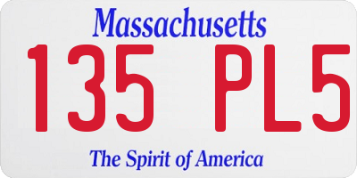 MA license plate 135PL5